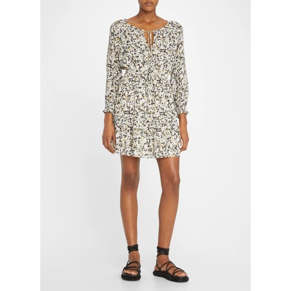 Theory Dresses & Skirts - Theory Drawstring Neck Silk Mini Dress in Urban Floral Print Medium